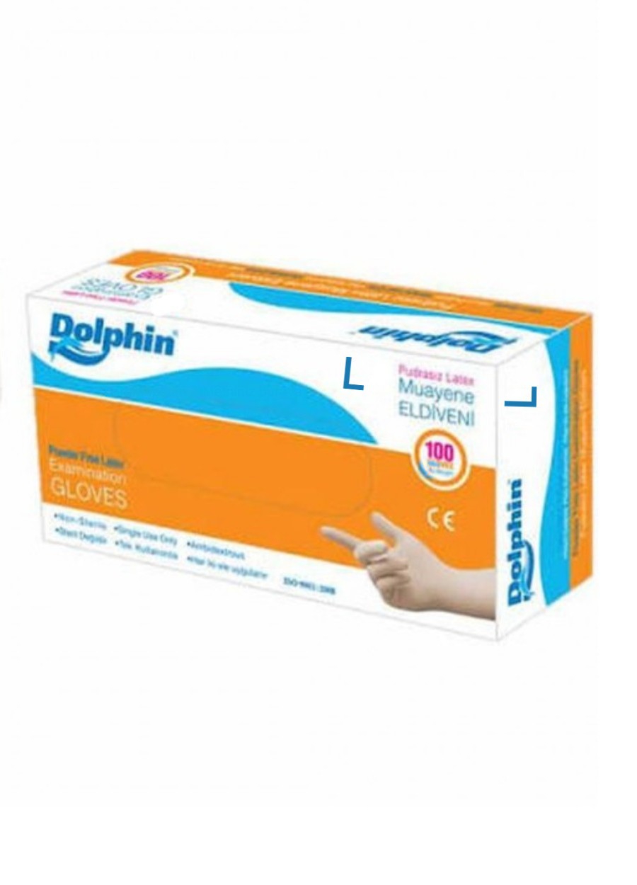 DOLPHİN BEYAZ LATEKS PUDRASIZ ELDİVEN 100 LÜ (L)