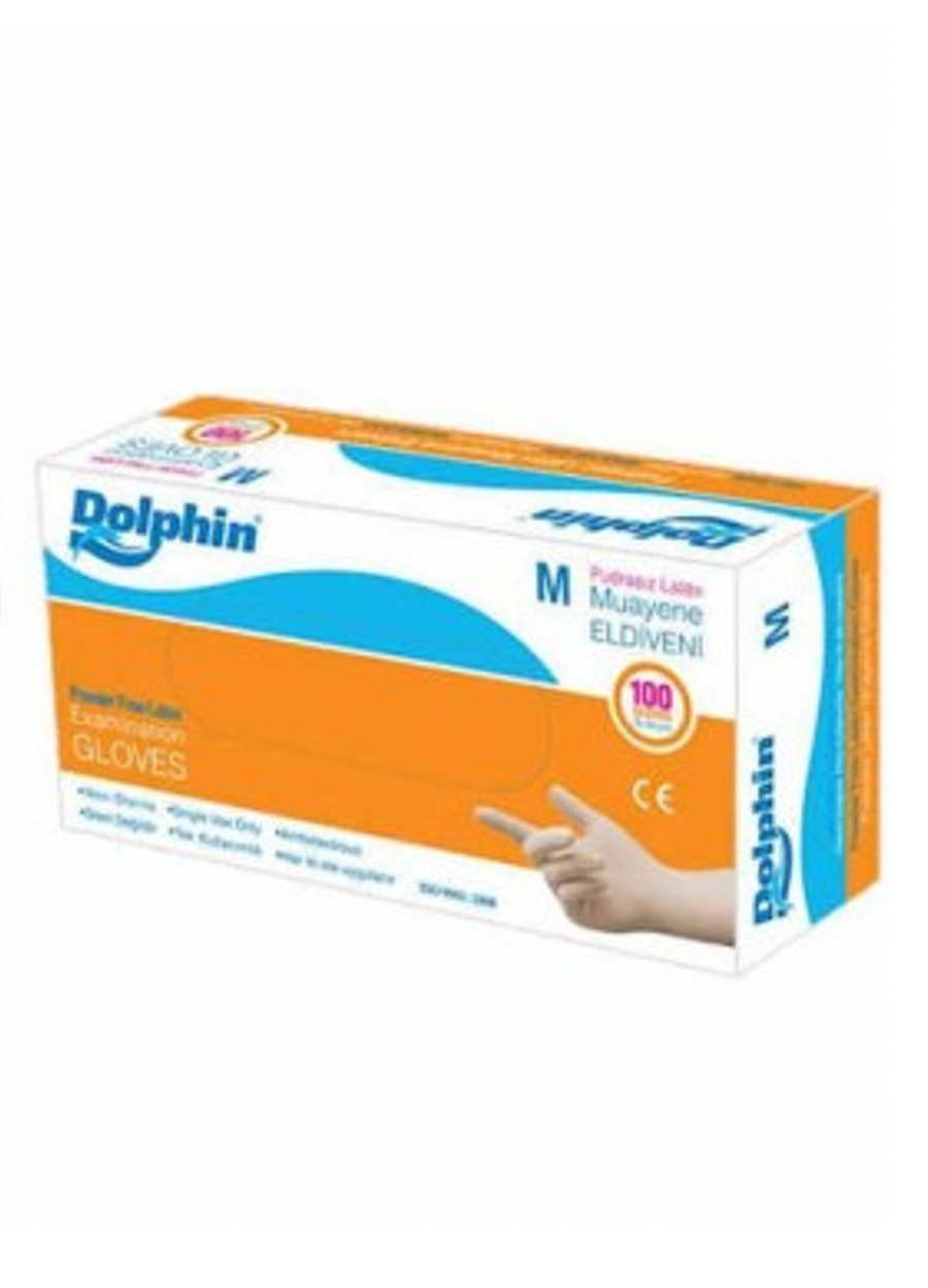 DOLPHİN BEYAZ LATEKS PUDRASIZ ELDİVEN 100 LÜ (M)