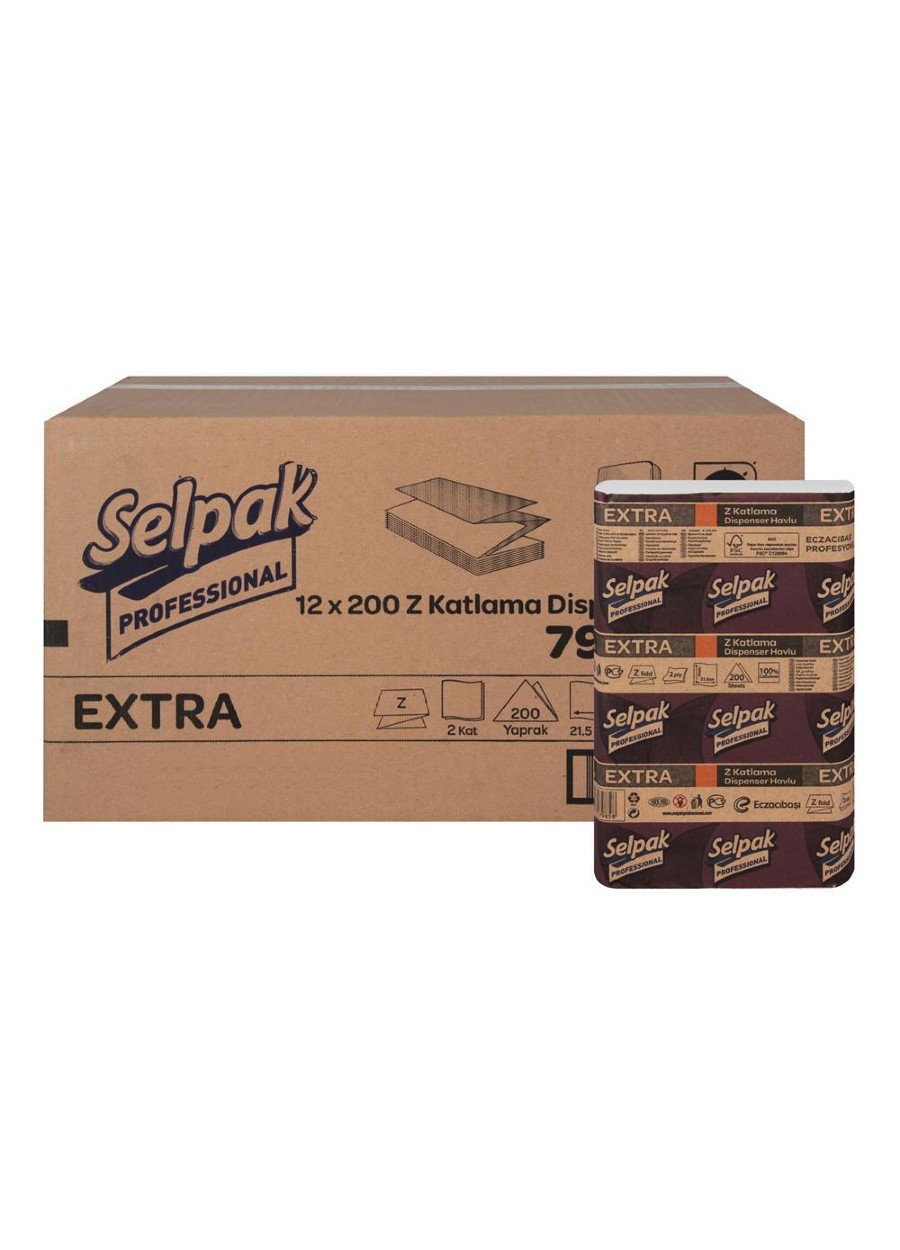 SELPAK EXTRA Z KATLI DİSP HAVLU 200’LÜ 12PK